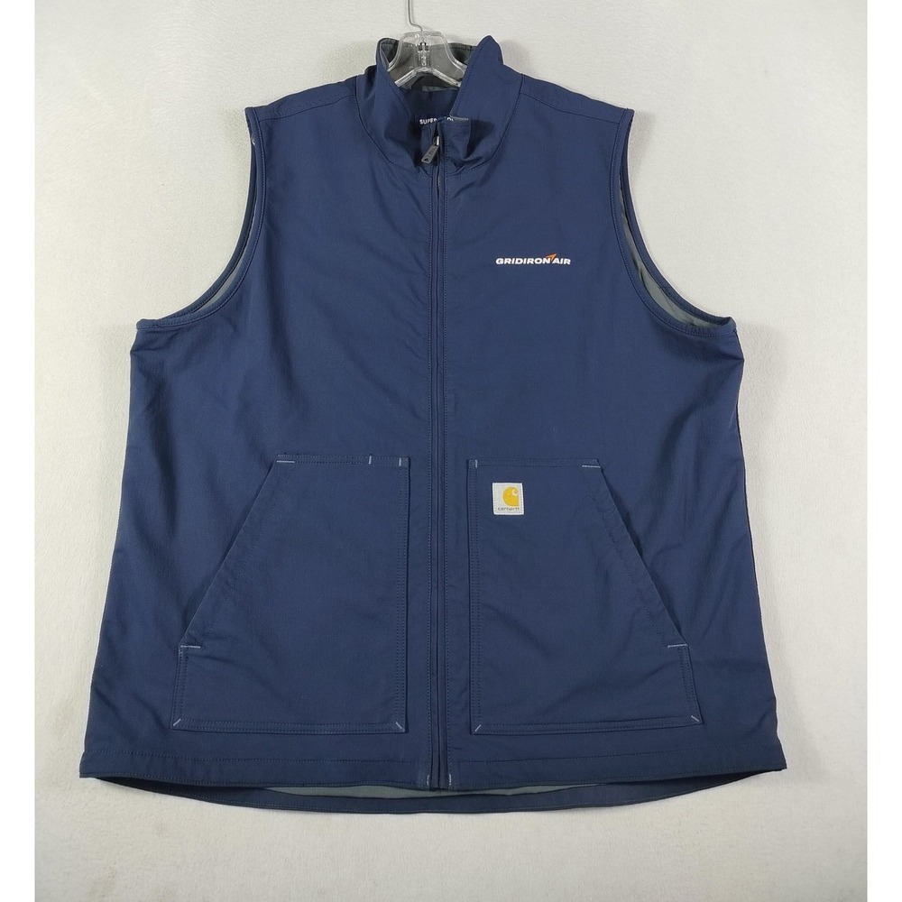 Carhartt Vest Mens XLT Blue Super Dux Softshell‎ Full Zip Workwear OV5535-M